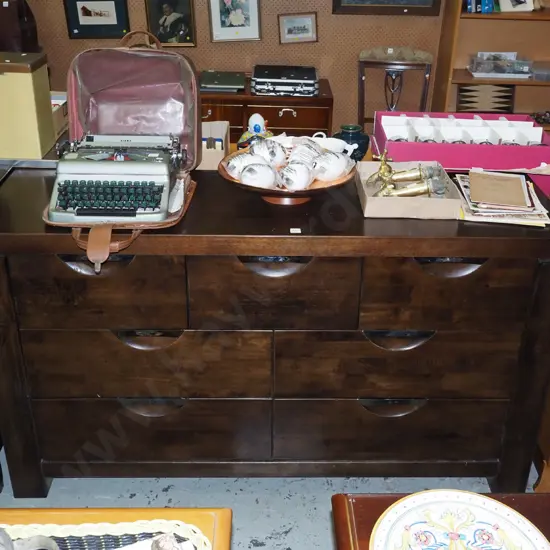 dark stained wooden 7 drawer sideboard H-850 W-1500 