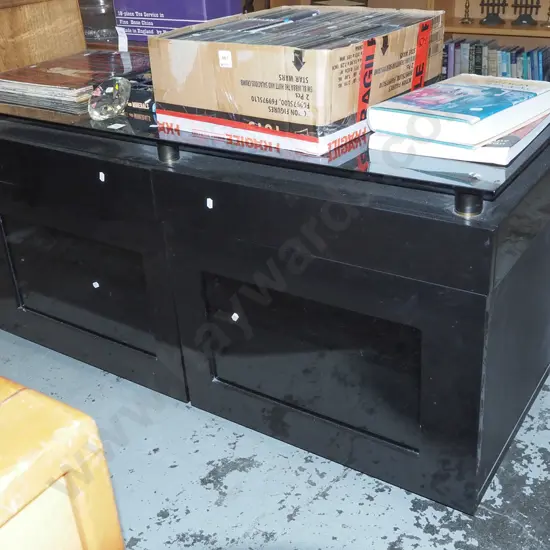 smoked glass 2 door 2 drawer entertainment unit H-610 W-1210 D-425