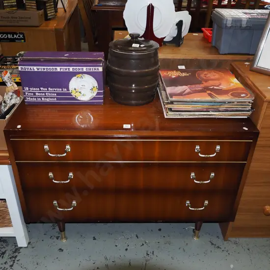 mid-century mahogany and rimu 3 drawer lowboy H-640 W-905 D-405