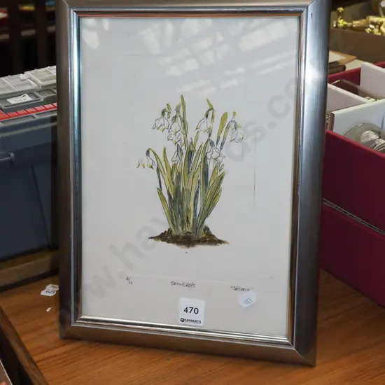 JB Scott - framed ltd edition print - snow drops