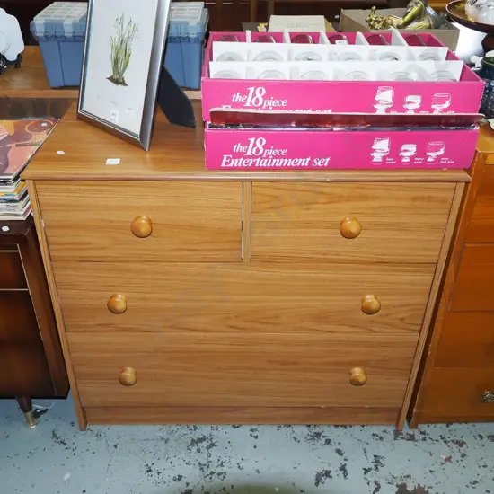 mdf faux wood veneer 4 drawer chest H-760 W-860 D-395