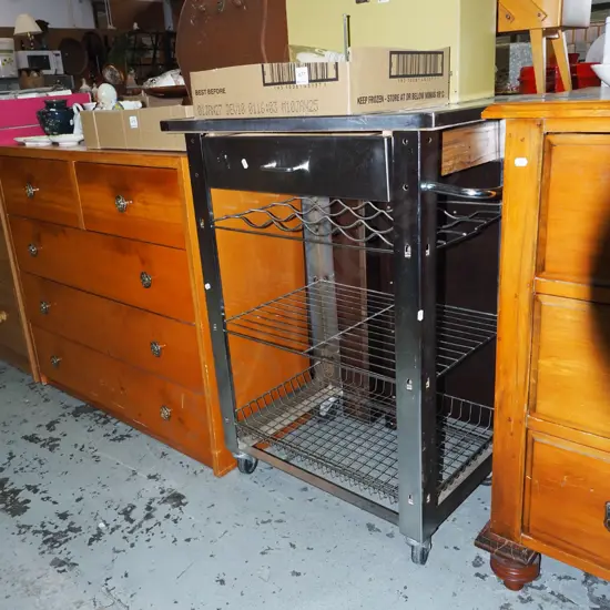 stainless steel kitchen trolley on casters H-890 W-645 D-450