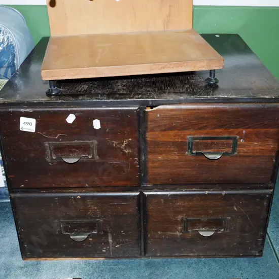 restorer's 4 drawer library index card cabinet H-370
