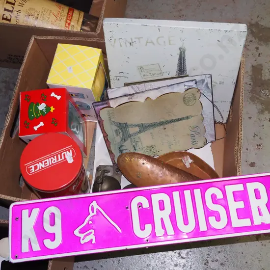 box; pet and owner matching gift sets, reception bell, copper trays etc