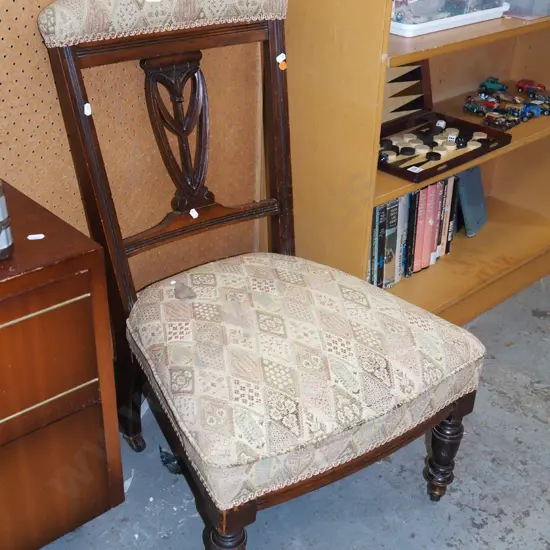 turned leg shield back bedroom chair