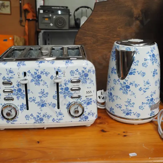 unusual floral decorated Laura Ashley 4 slice toaster and jug
