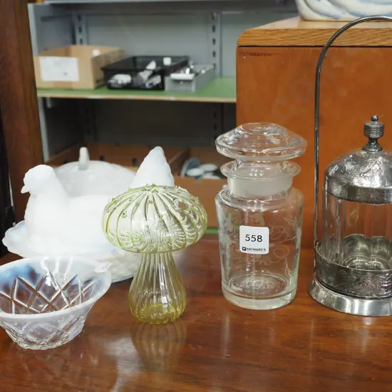 glass canister, poultry cover pot etc