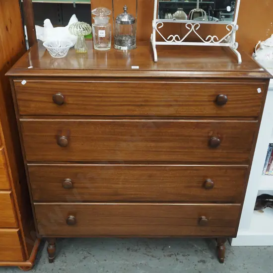 mahogany 4 drawer tall boy H-980 W920 D-410