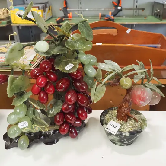 polished stone grape vine, bonsai plum tree