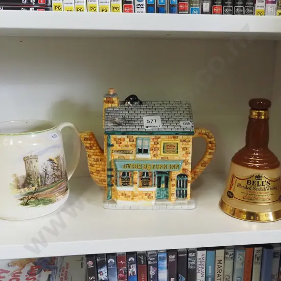 jug, novelty tea pot, Bells whisky bottle - empty