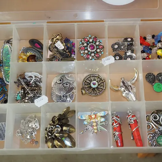 plastic organiser, costume jewellery