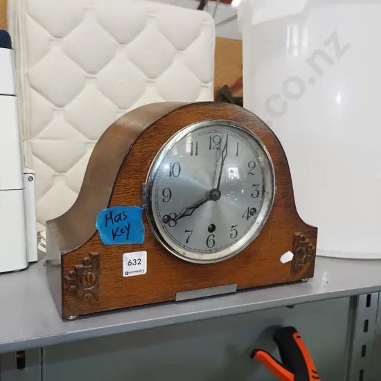 wood cased mantle clock
