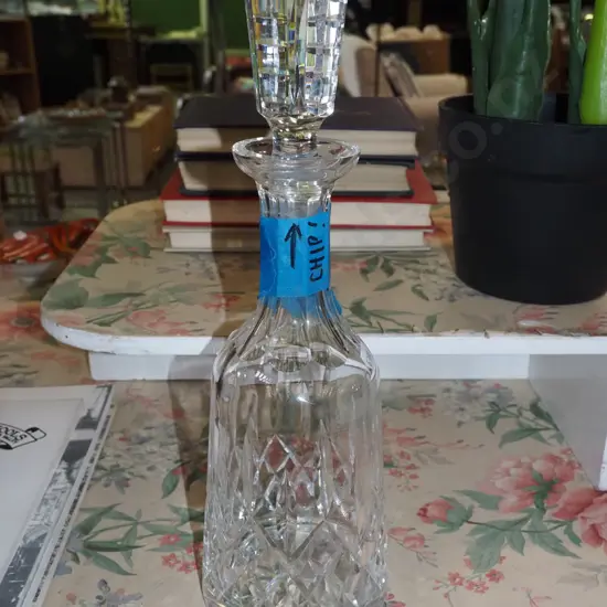 cut crystal Waterford decanter H-340 - chip to rim