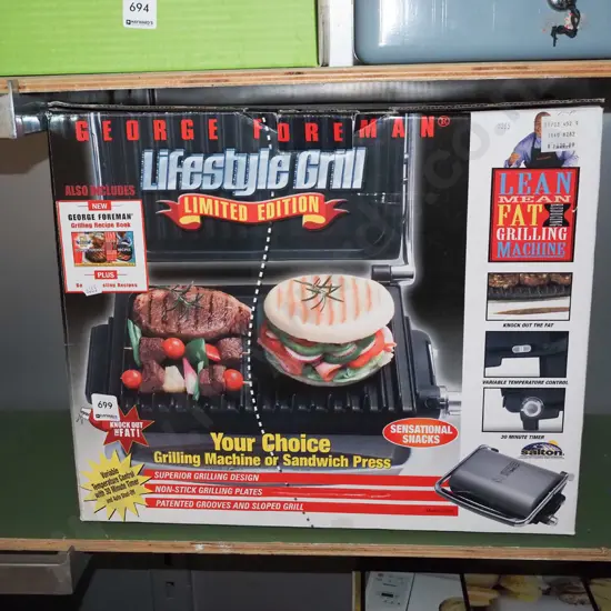 box; as new George Foreman grill