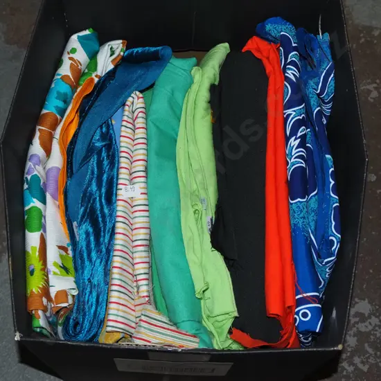 box; various fabric pieces