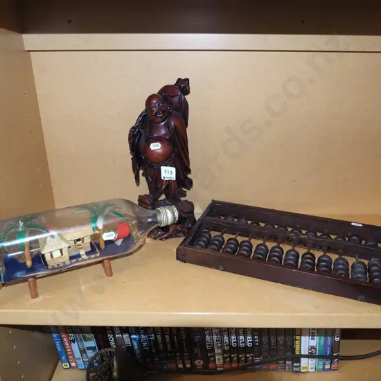 house in bottle, Asian figurine, abacus