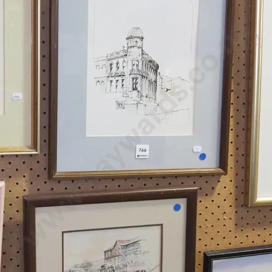 3x framed prints - blue dots