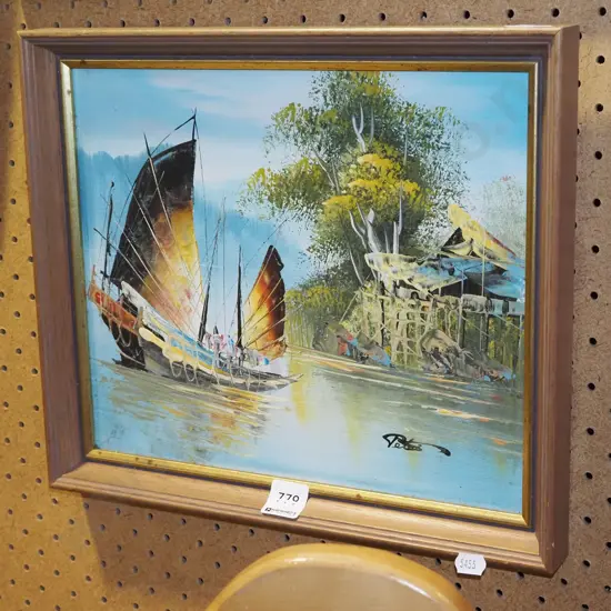 small framed oil -sampan