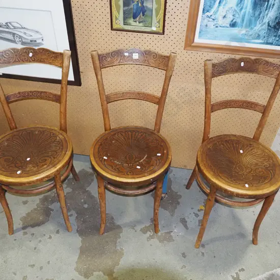 3x pressed and bentwood chairs