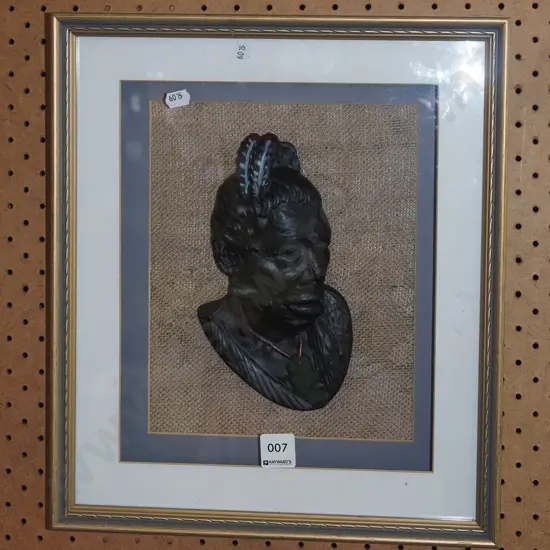 framed Maori chieftan silhouette