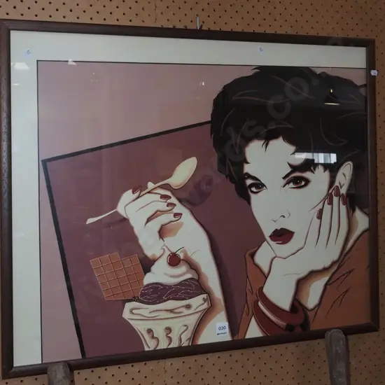 framed print - woman eating sundae