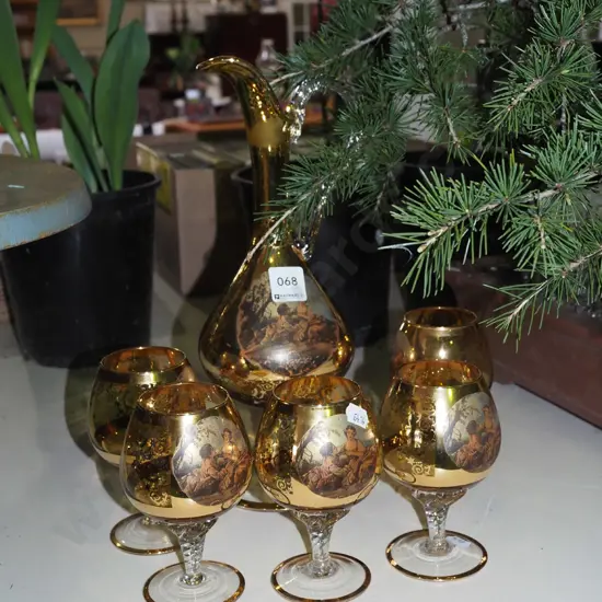 Italian jug with 5 matching goblets