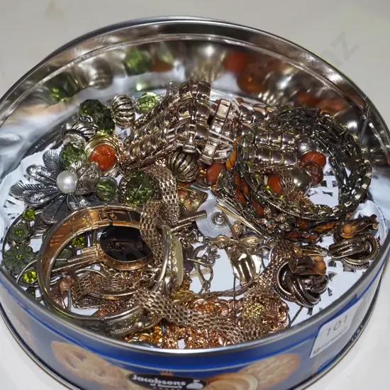 tin of costume jewellery