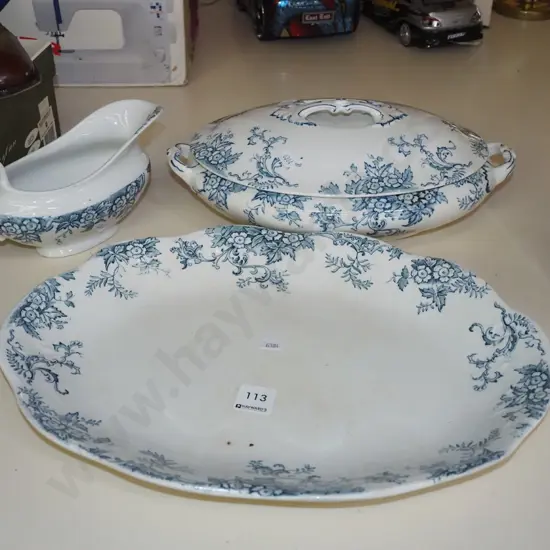 early Imperial ashet, lidded vege, gravy boat