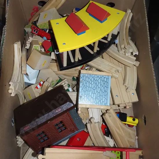 box; wooden toy train set