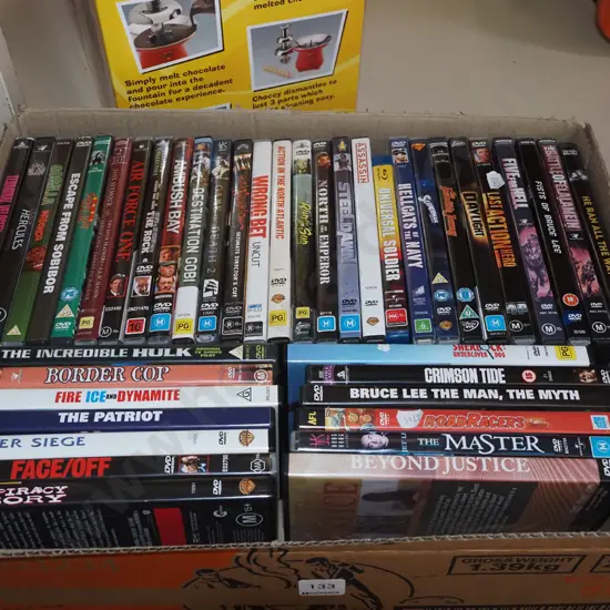 box of DVDs