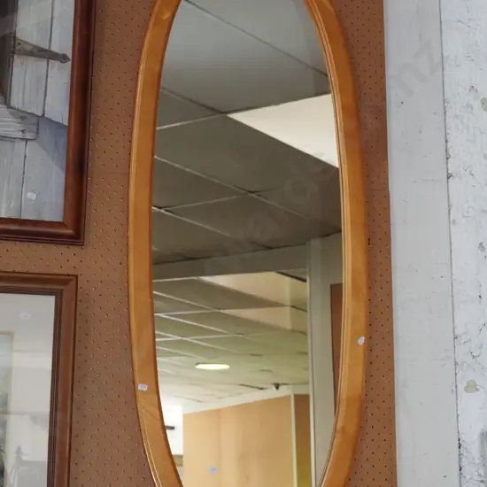 wood framed oval wall mirror H1270