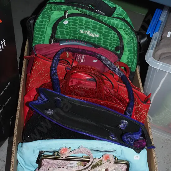 box; backpacks, handbags