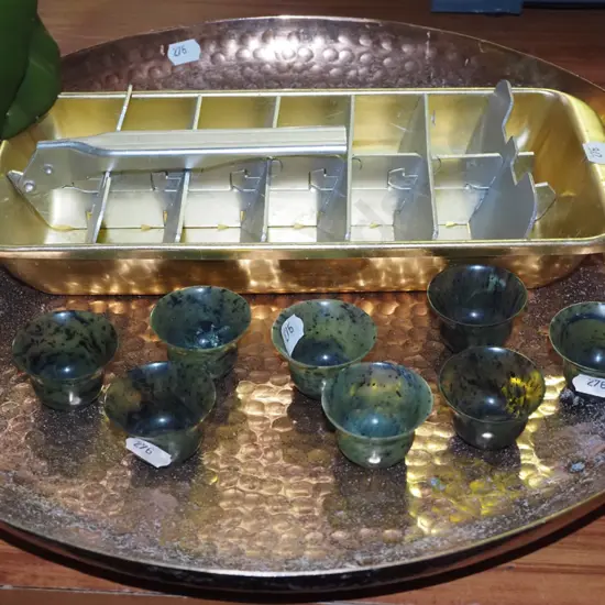 copper bowl, ice maker, small stone cups Bowl Diam370