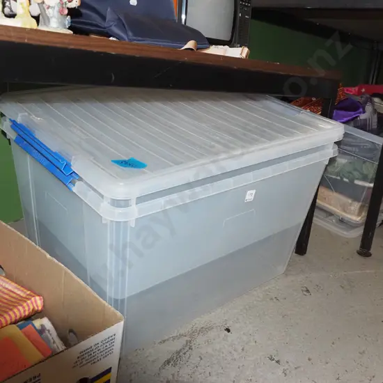 2x lidded clear plastic containers