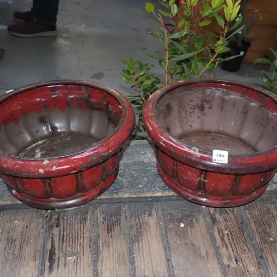 2x glazed jardinieres Diam330