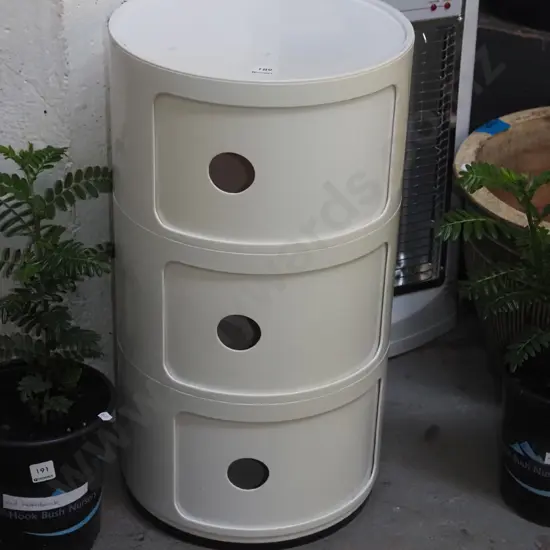 cylindrical plastic 3 drawer storage cabinet H830