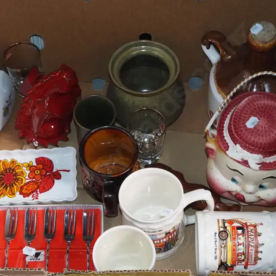 box; cased forks, cups, vases etc