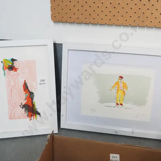 2x framed ltd edition print - singing man, abstract