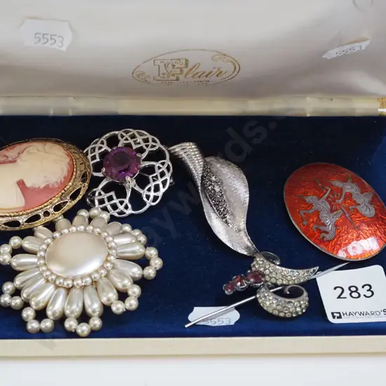 jewellery case and brooches