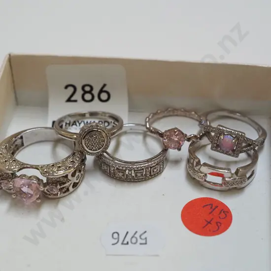 tray of sterling silver rings
