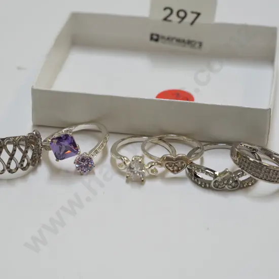 box of stirling silver rings