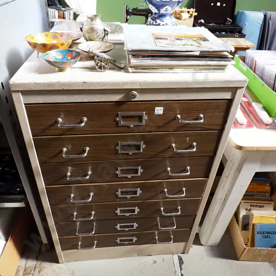 7 drawer index card metal filing cabinet H1020 W690 D720