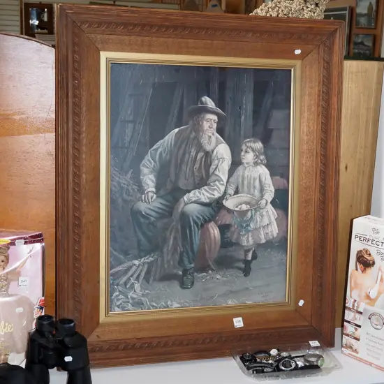 oak framed print - father and daughter H900 W760