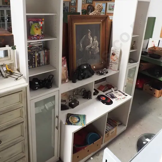 mdf melteca modular wall unit with adjustable shelves, 2x clear doors H2170 W2000 D630