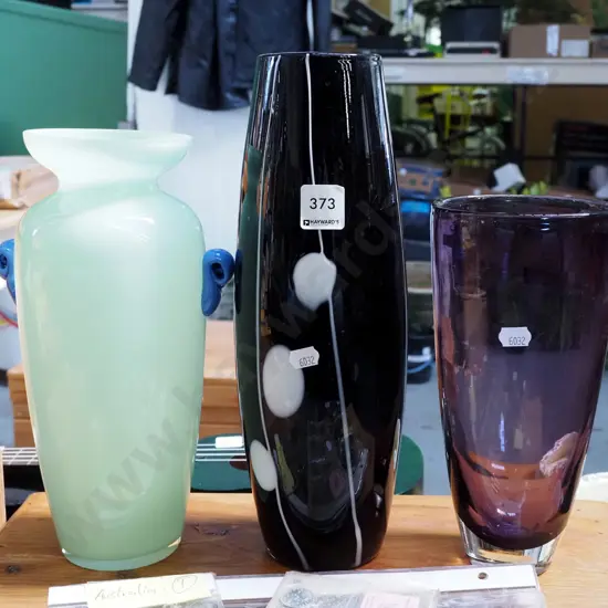 3x art glass vase Tallest H320