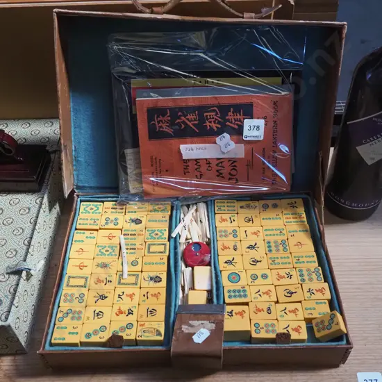 leather cased mahjong set