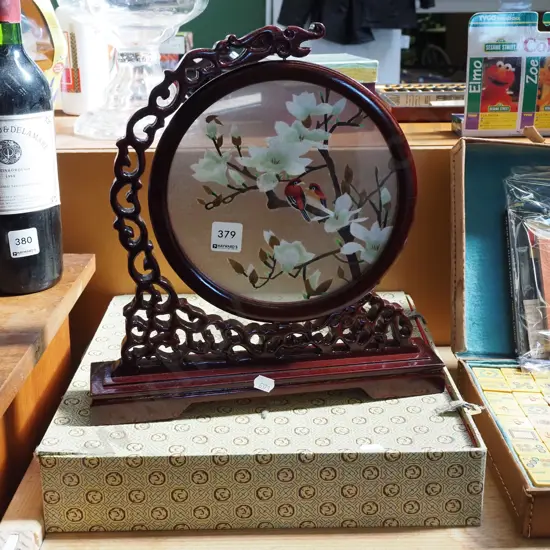 metal and wood and glass stand H320 and box