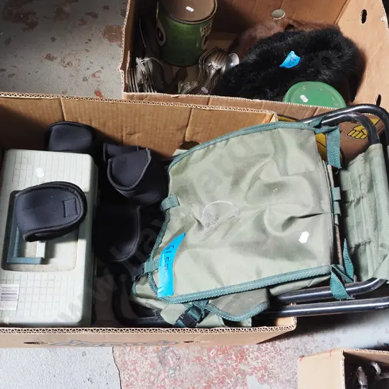 fishing reel covers, tackle box, backpack seat