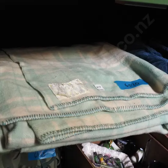Mosgiel Woollen Limited green checked blanket