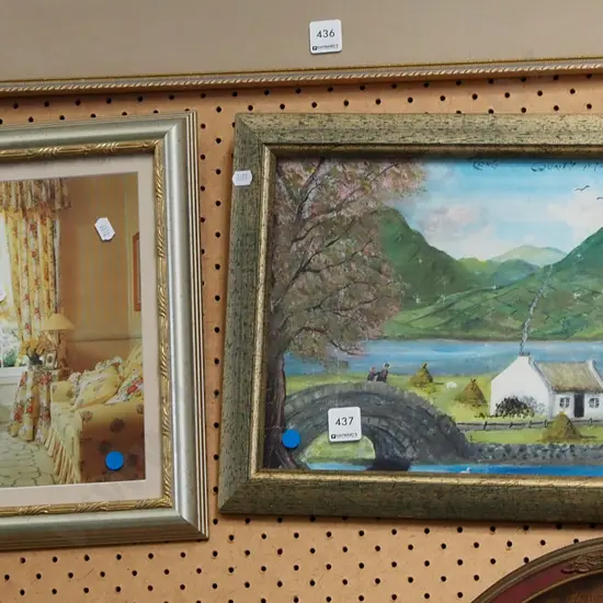 framed acrylic, framed photo print - blue dots